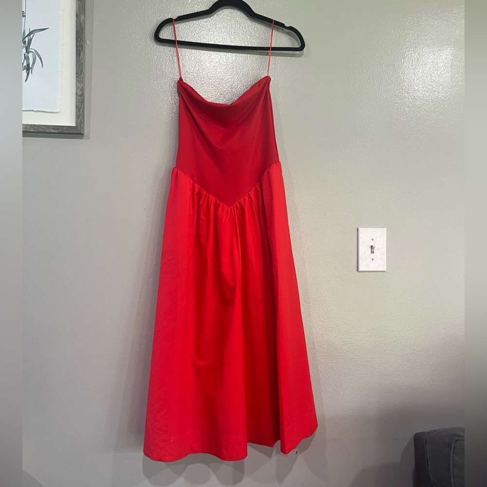Women’s Tube Knit Maxi Dress     Red Geranium.  XS. - Picture 4 of 8